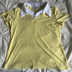 Vintage Brody Myles Womens Small Yellow Sleeveless Collared Top